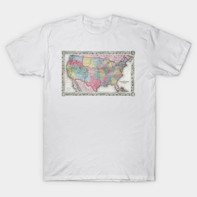 Vintage United States Map (1853) T-Shirt by Bravuramedia